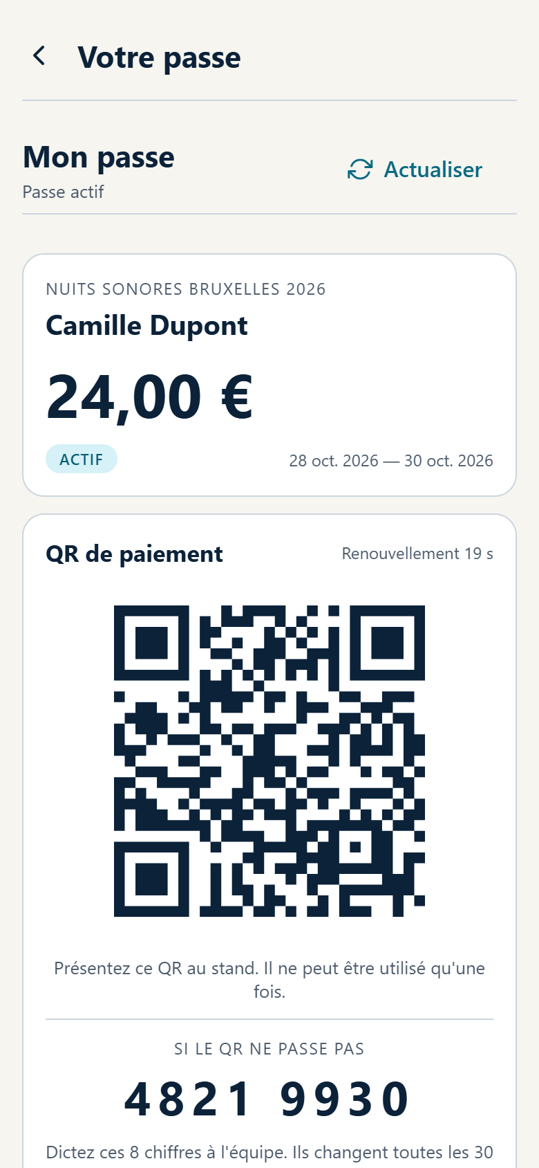 Passe visiteur Clixite Pay avec solde et QR